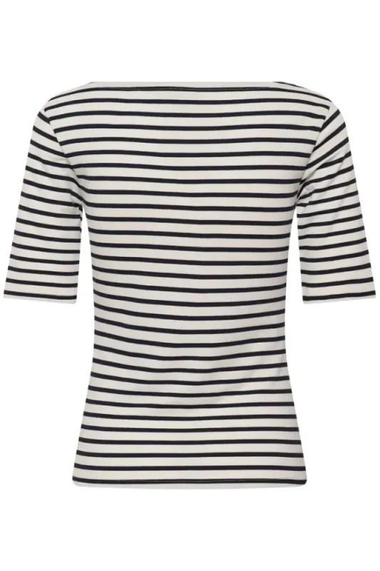 KALiddy Boatneck T - Shirt 10511832 - Hvit/ Marineblå 109526