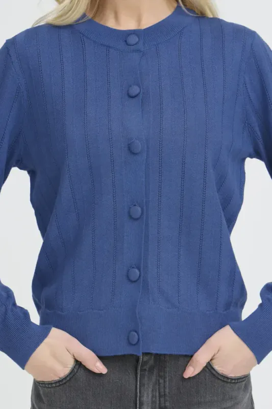 BYMMorla Pointelle Cardigan 2 - Bright Cobalt 194037