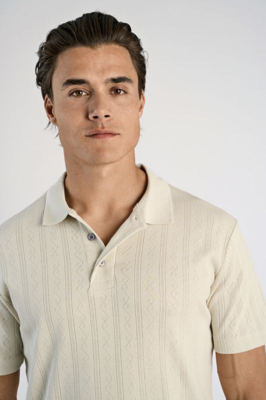 Hovedbilde Lindbergh Jacquard Polo Shirt 30-404115 - Light Stone