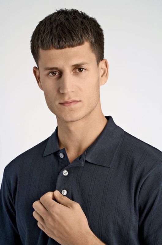 Hovedbilde Lindbergh Jacquard Polo Shirt 30-404115 - Navy Blue