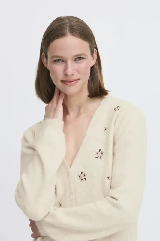Hovedbilde BYOmea Cardigan 20817102 - Birch Melange 1309051