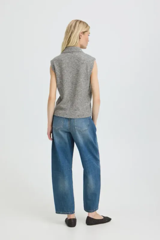 BYOmea Zipper Slipover 20819113 - Mid Grey Melange 200455