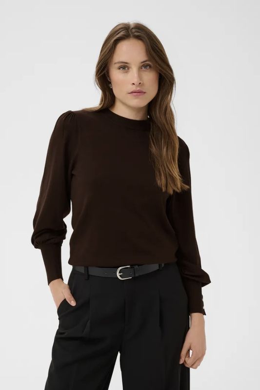 Kalizza rund neck pullover 10512360 - 190915 coffee bean