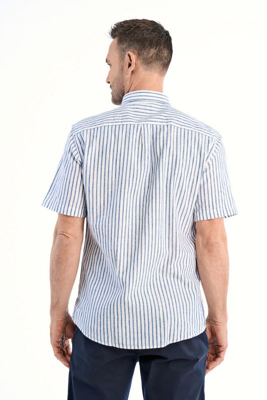 JACK`S Striped Cotton/linen Shirt 3-210151 - White/Blue