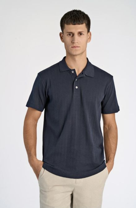 Hovedbilde Lindbergh Jacquard Polo Shirt 30-404115 - Navy ...